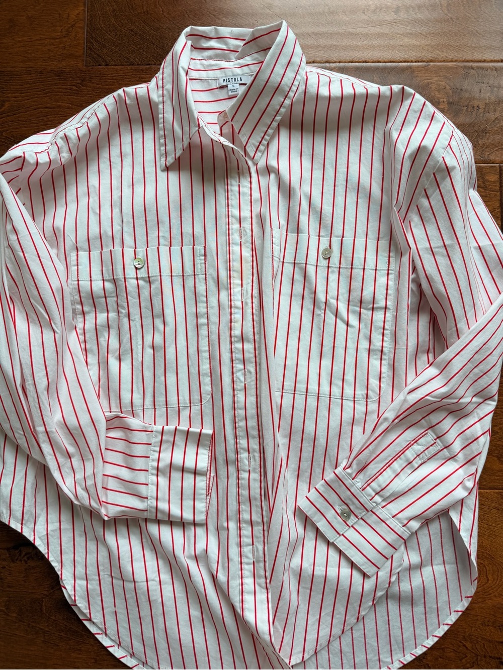 Pistola White Shirt with Red Stripes